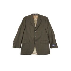 VTG Chaps Ralph Lauren Wool 120s Cashmere Blazer Men 39R Brown Plaid NEW
